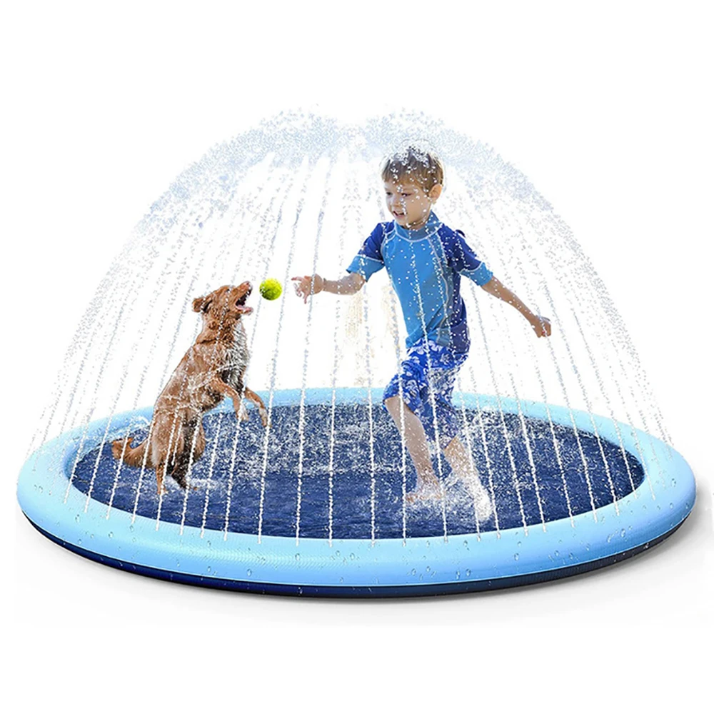 

100/150/170/190cm Pet Sprinkler Pad PVC Non-slip Pets Dog Bathtub Pool For Dogs Outdoor Game Lawn Swimming Pool Mat Kids Toys