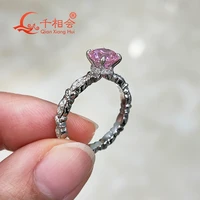 1ct 6 5mm pink colorful round shape cubic zirconia white moissanite eternity band ring 925 silver rings jewelry rings engagement