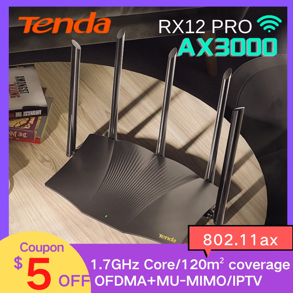 Tenda AX3000 Wifi 6 Mesh WIFI Gigabit Router 2.4G 5GHz Dual-Band RX12 PRO WIFI6 Wireless Signal Amplifier WiFi Repeater Network