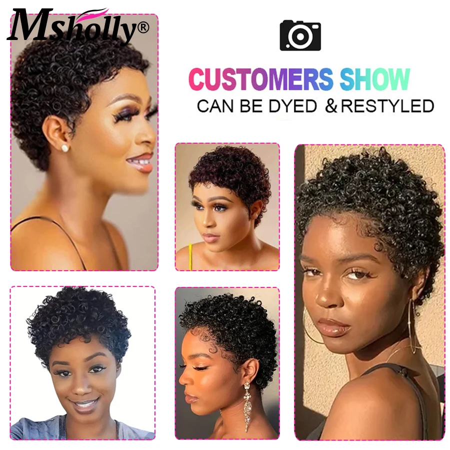 Кудрявый вьющийся парик короткий кудрявый из человеческих волос с челкой