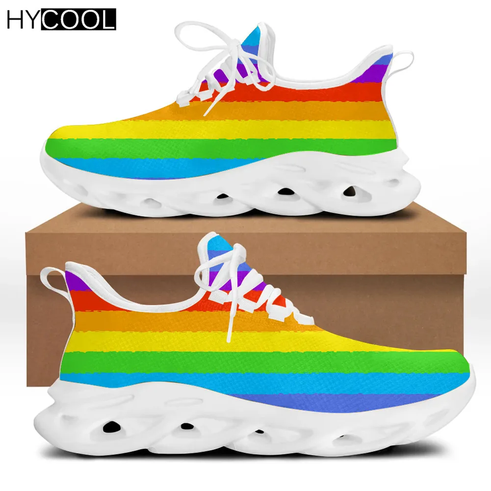 

Кроссовки HYCOOL Радуга Мужские, Гей ЛГБТ, дышащие, на шнуровке, без каблука, нескользящая обувь для отдыха