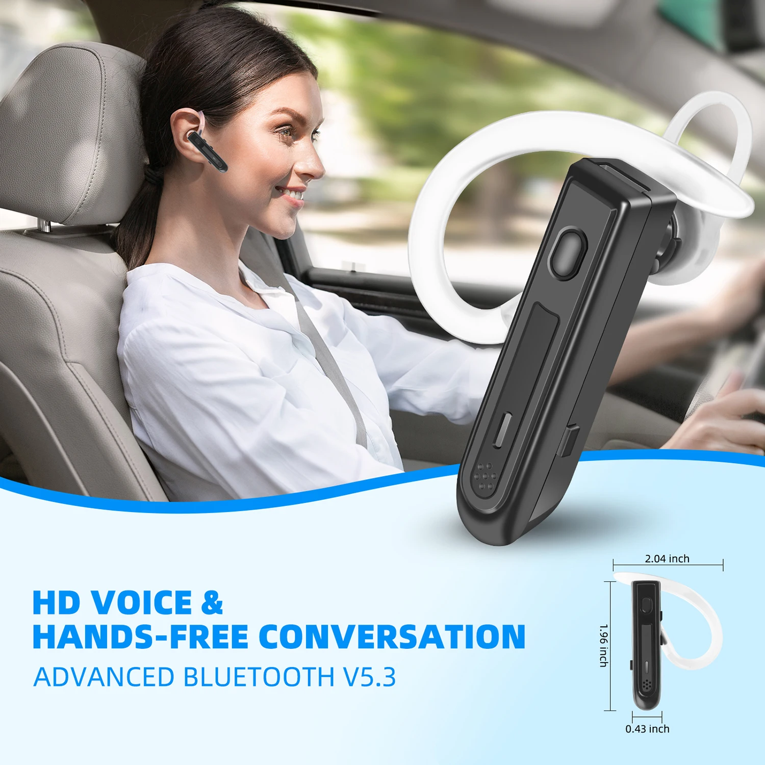 2023 Newest Bluetooth 5.3 Earphones Wireless Headphones Adjustable Ear-Hook Handsfree Mini Headset With HD Mic For Smart Phones images - 6