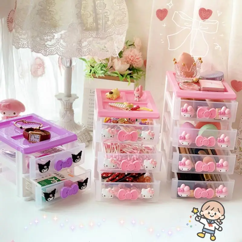 

Kawaii Sanrios My Melody Hellokittyed Anime Cartoon Desktop Storage Box Cute Kuromi Girls Jewelry Multi-ce Jewelry Box Girl Gift