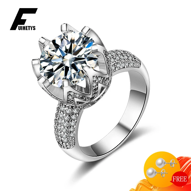 

Charm Rings 925 Silver Jewelry with AAA Zircon Gemstones Rose Gold Finger Ring for Women Wedding Engagement Party Accessories