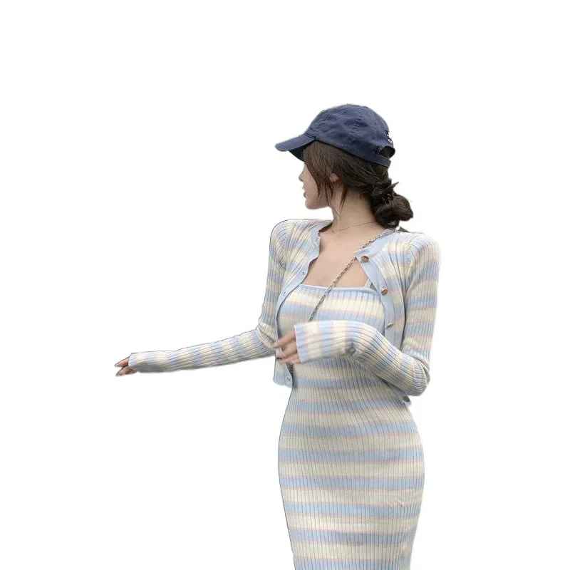 Осень 2024 новое женское элегантное крутое платье-майка костюм из двух предметов