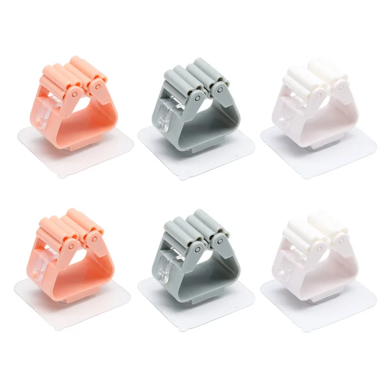 

Mop Clip Hook Kitchen Shelf Storage Brush Broom Hanger Punch-free Self-adhesive New Household Bathroom Pendant Tool