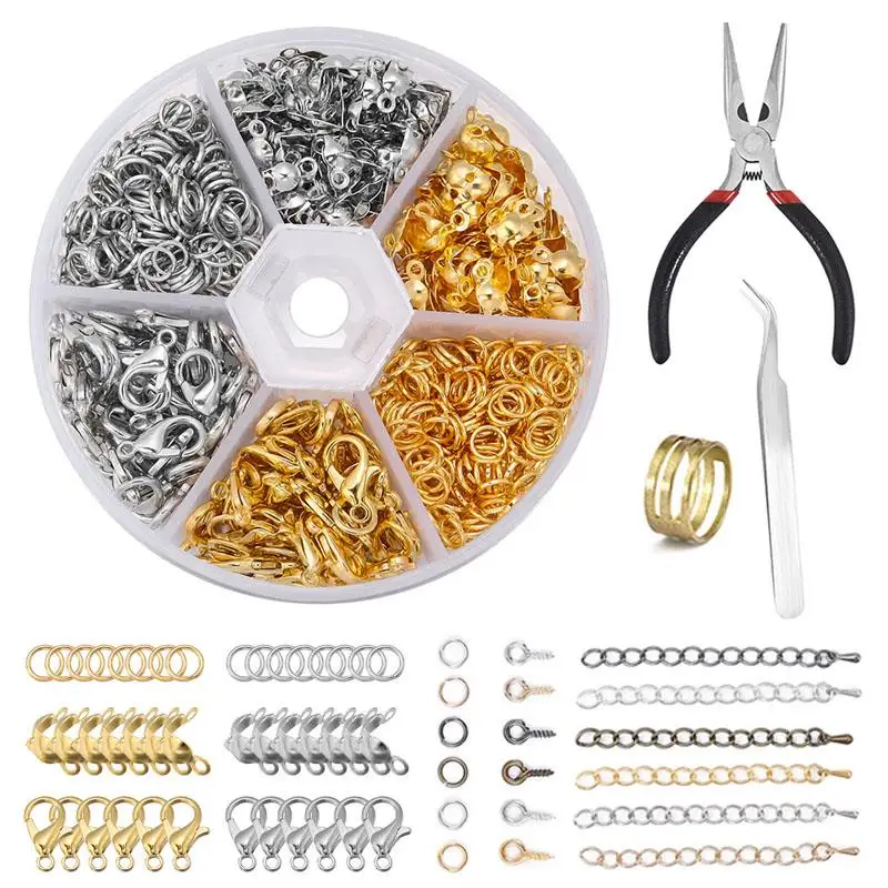 1Box DIY Jewelry Making Kits Lobster Clasp Open Jump Rings Eye Pins Connector Box Sets Bracelet Necklace Findings |