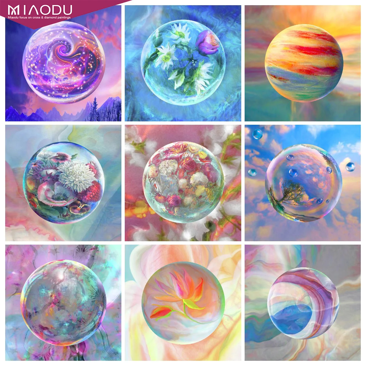 

5D Diamond Painting Fantasy Flower Glass Ball Embroidery Cross Stitch Kits Mosaic Art Rhinestones Landscape Home Decor