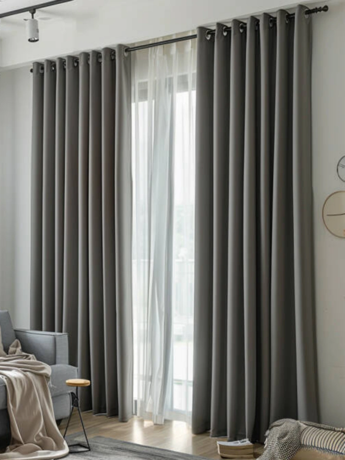 Однотонные плотные занавески серые Простые для дома спальни и гостиной