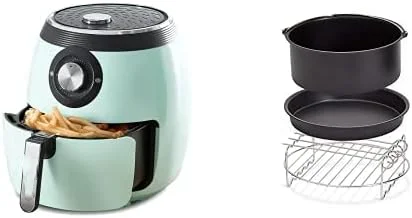 

Deluxe Electric Air Fryer + Oven Cooker, 6 Quart, 6 qt, Aqua & DFAF450UP1 Air Fryer, Deluxe, Accessory Bundle