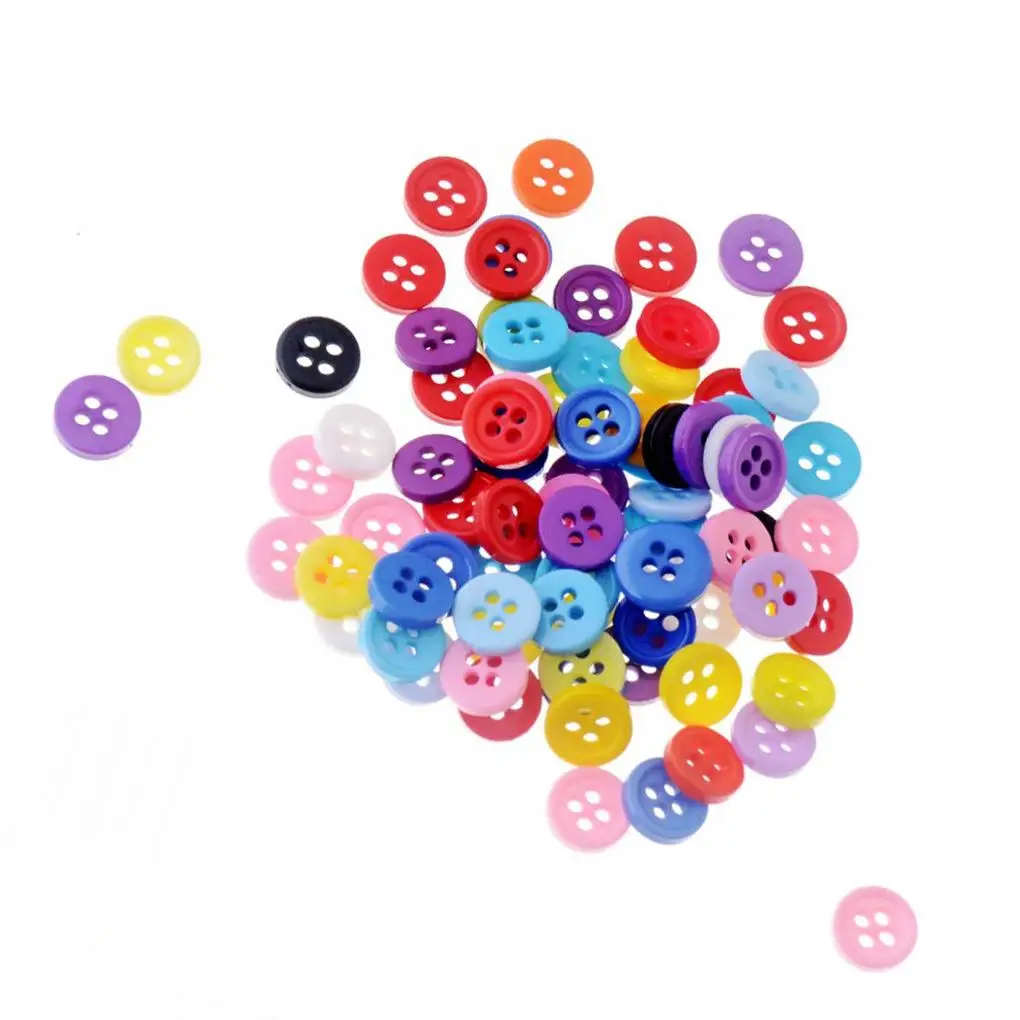 

100Pcs 9mm Four Holes Buttons DIY Craft Sewing Fastener Children's Clothes Button