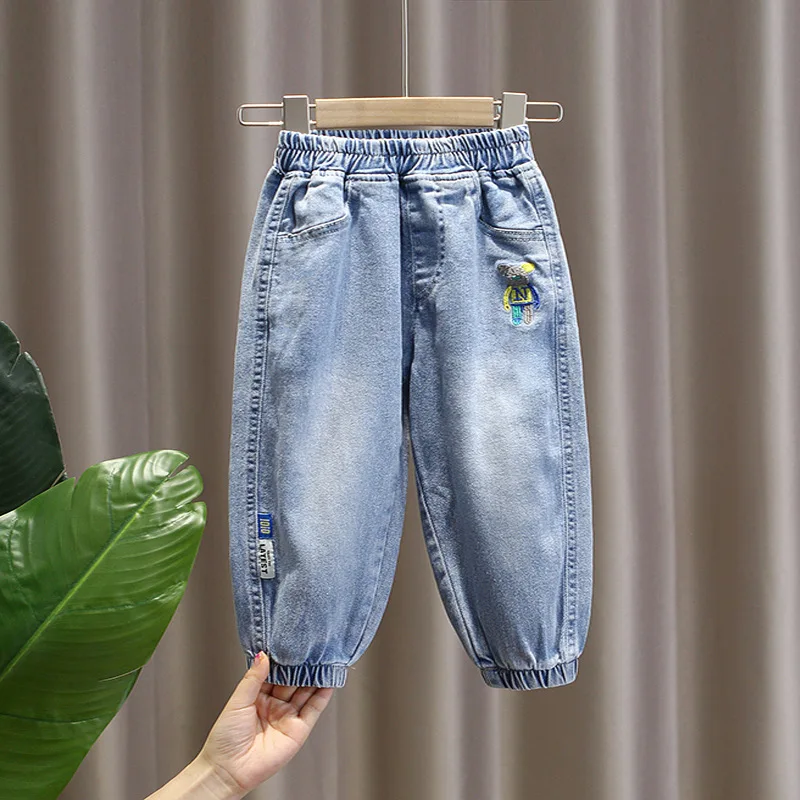 

Демисезонные джинсовые брюки для маленьких мальчиков, модные однотонные детские джинсы, Свободные повседневные джинсы для мальчиков, детс...