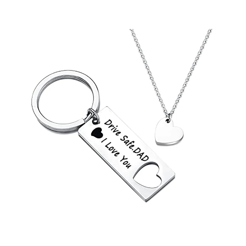 Брелок для дочери отца 2 шт./компл. ожерелье металлический брелок автомобильных