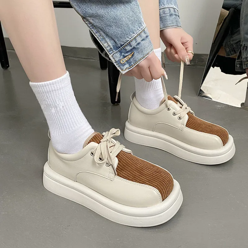 

Mixed Colors Shoes Woman Flats Casual Female Sneakers Round Toe Modis All-Match Dress New Summer 2022 Basic Rome Lace-Up Rubber