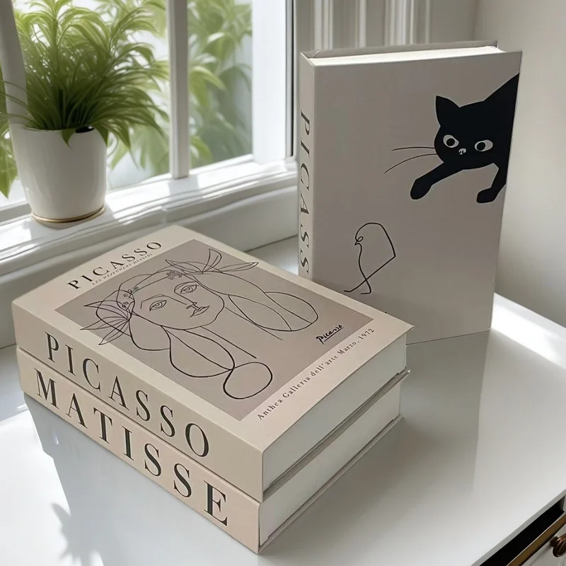 Фото Пикассо Поддельные книги для украшения Роскошные декоративные книги Коробка Абстрактный журнальный столик Книжная полка Спальня Домашний декор Матисс Баухаус №3