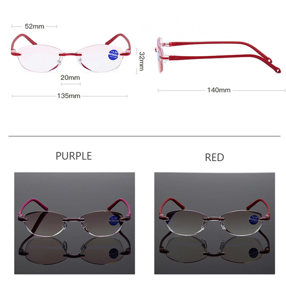Очки для чтения без оправы с защитой от синего света + 1 0 5 2 3