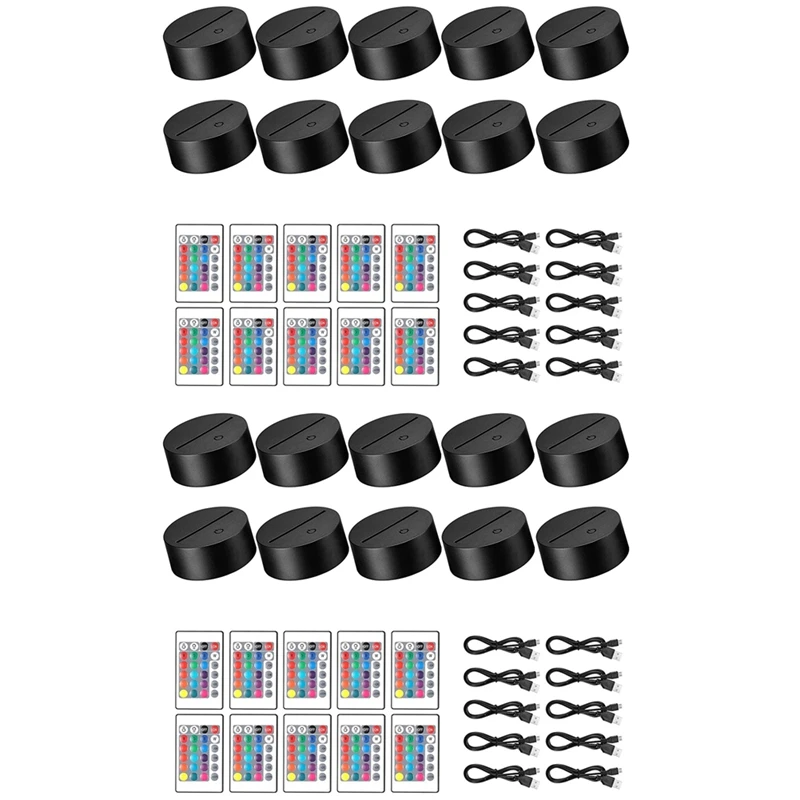

20 шт./упаковка, светодиодный Ночной светильник с пультом ДУ и USB-кабелем