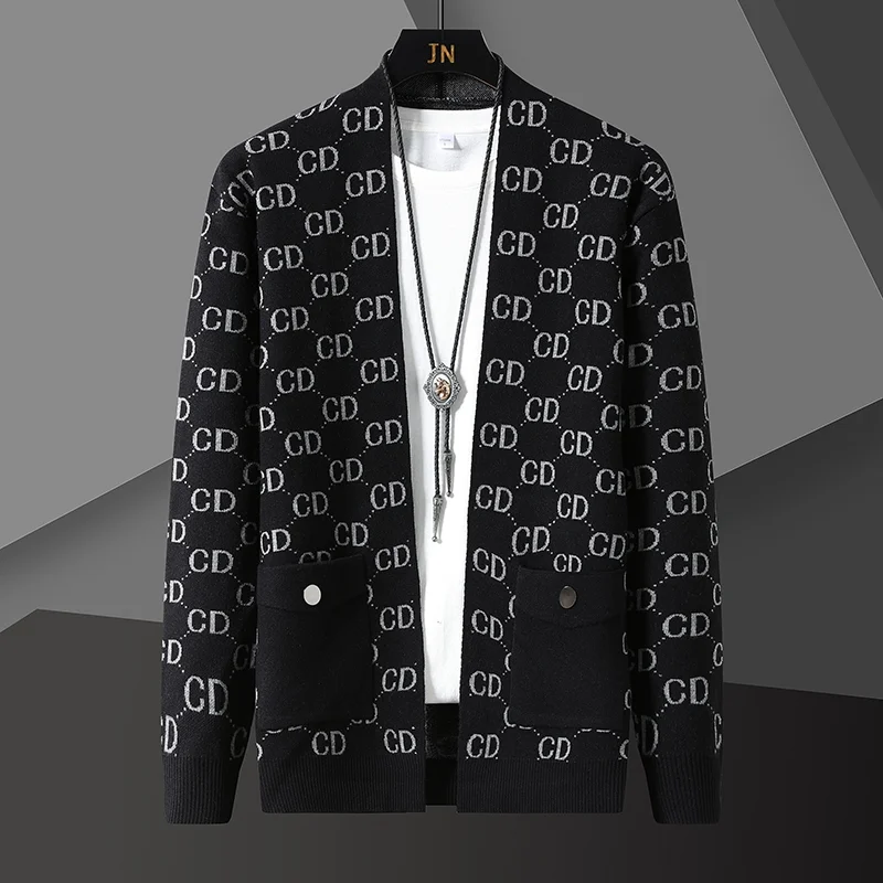 

New Autumn and Winter Jacket Youth Casual Knitted Windbreaker Cardigan Men's Sweater Trend M-4XL