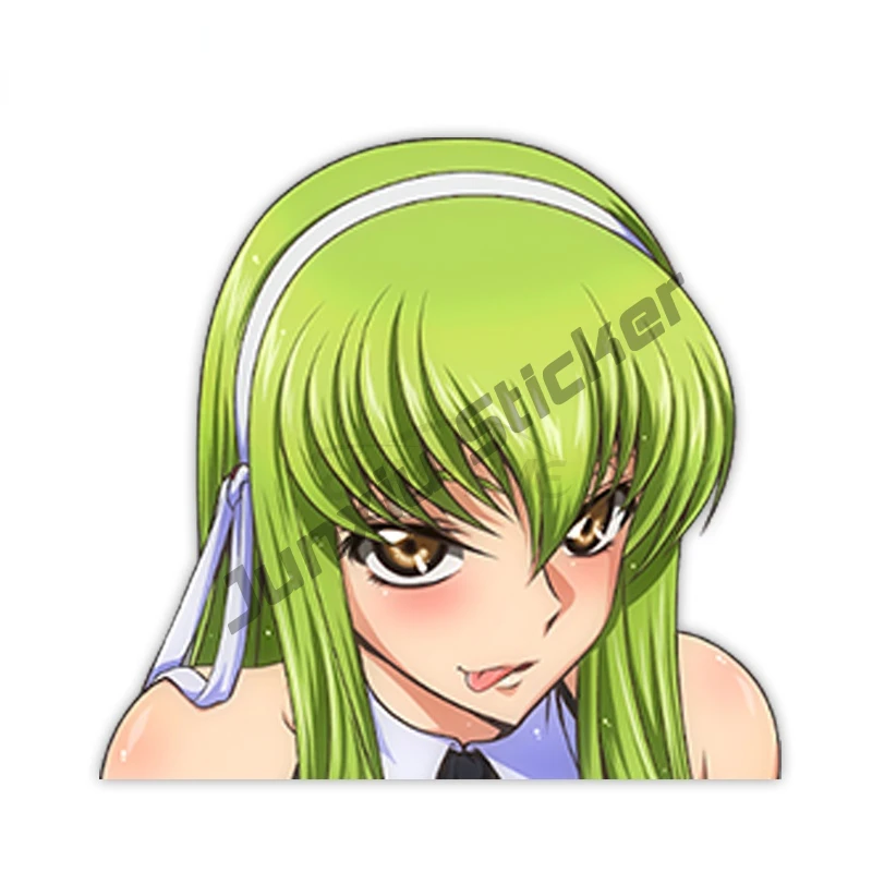 

Waifu Peeker Car Sticker Vinyl Decal Code Geass C.C. Sexy Big Head Anime Girl for Truck Window Scratch-Proof Exterior PVC13x13cm