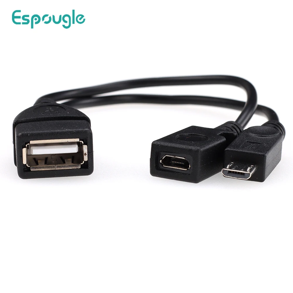 

20cm Black 2 In 1 OTG Adapters Micro Usb Male Female To USB Female Cable OTG Adapter for Andriod Phone Mobile Phone Accessories