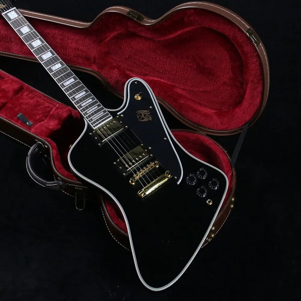 

Firebird Electric Guitar Black Body&Pickguard Gold Hardware HH Pickups 2V2T