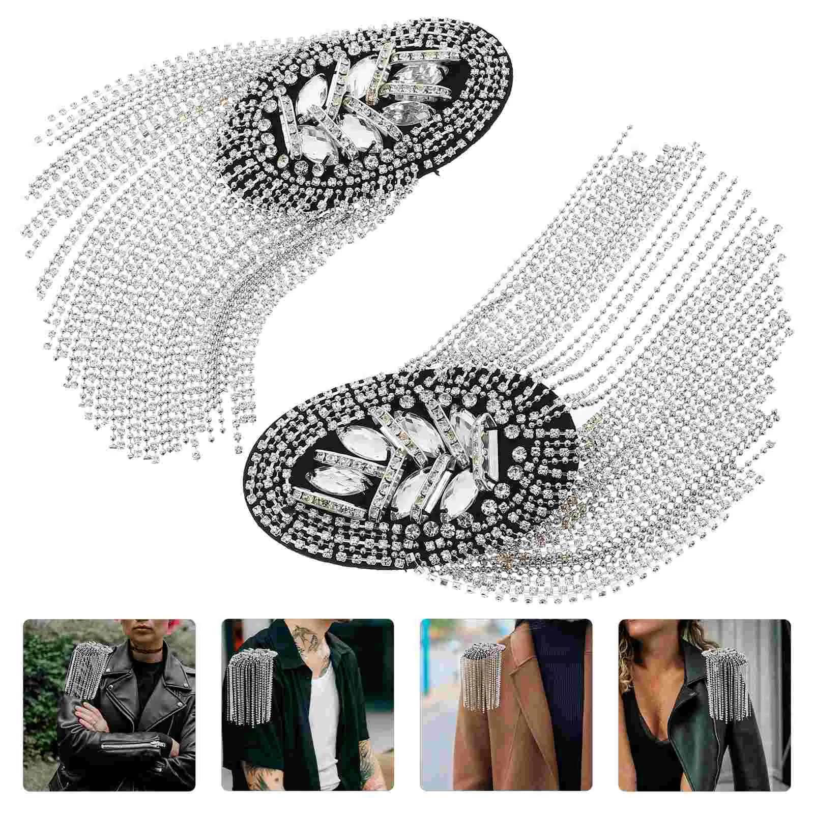 1 пара серебряных эполий с кисточками стразы наплечная доска костюм значок на