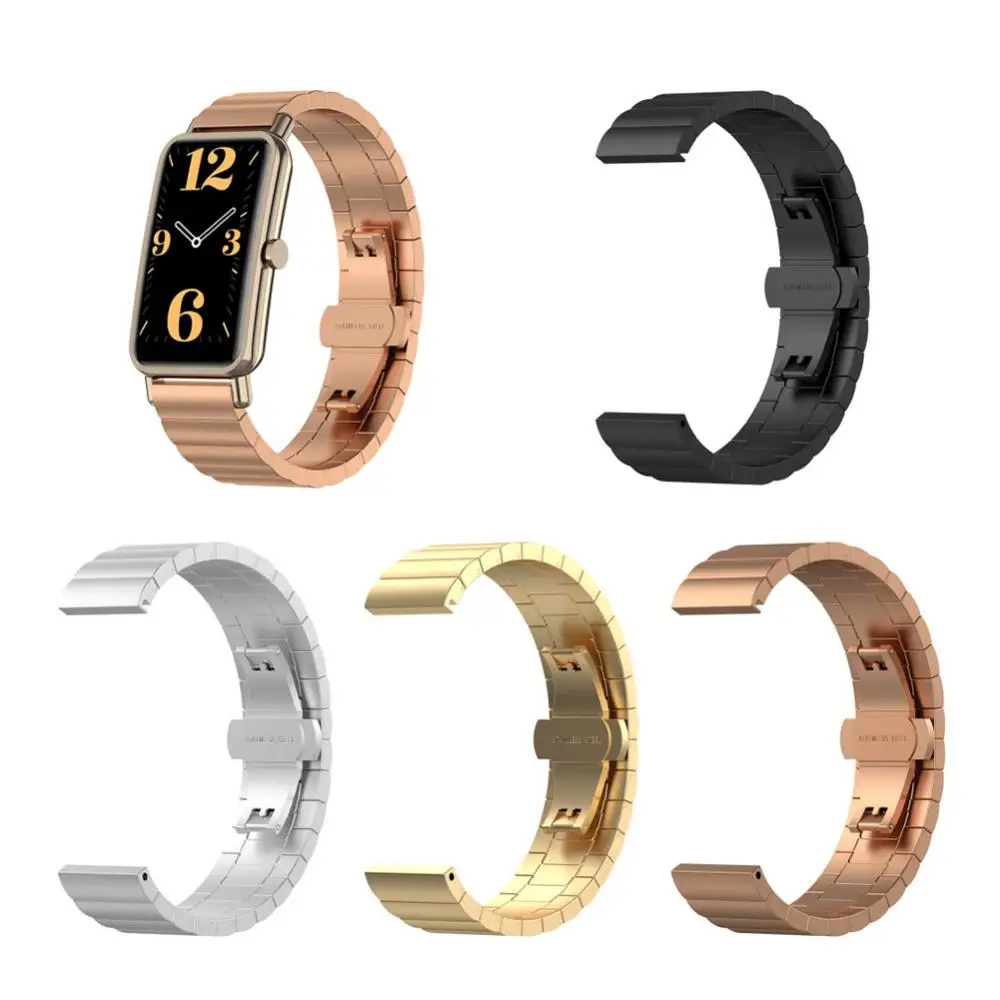 

Waterproof Stainless Steel Strap Replaceable Sweatproof Watchban Unisex For Huawei Watch Fit Mini Watch Strap Thickened