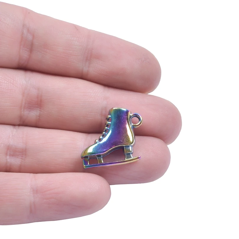 

5pcs New Charms Ice Skates Shoes 18x20mm Rainbow Color Alloy Pendants Figure Skating Charms Jewelry Making DIY Handmade Craft
