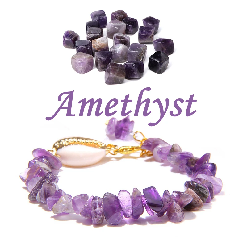 Браслет-цепочка Женский камень аметист натуральных бусин фиолетовый кварцевый