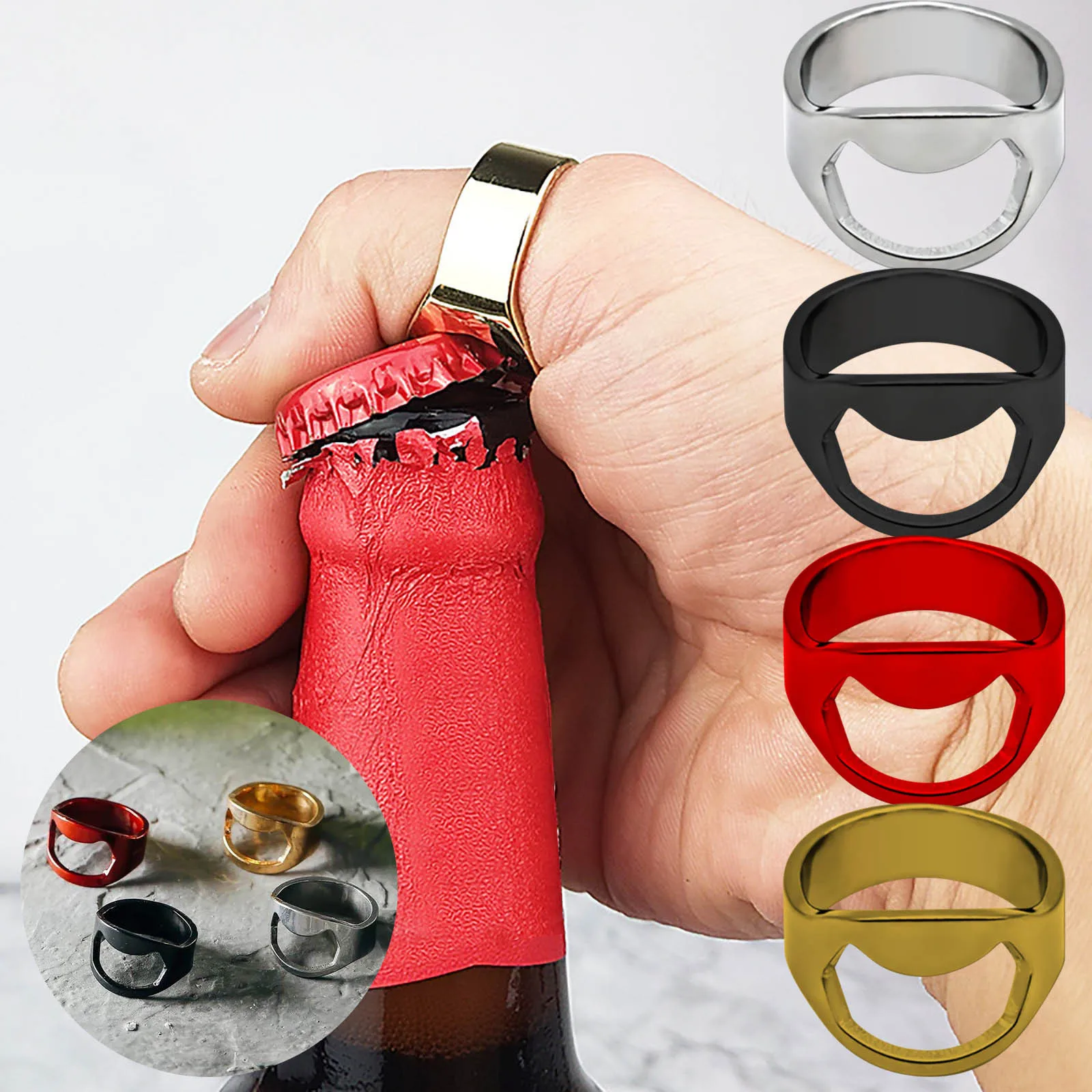 

New Cute Metal Finger Ring Bottle Opener Bar Beer Tool Cap Opener Remover