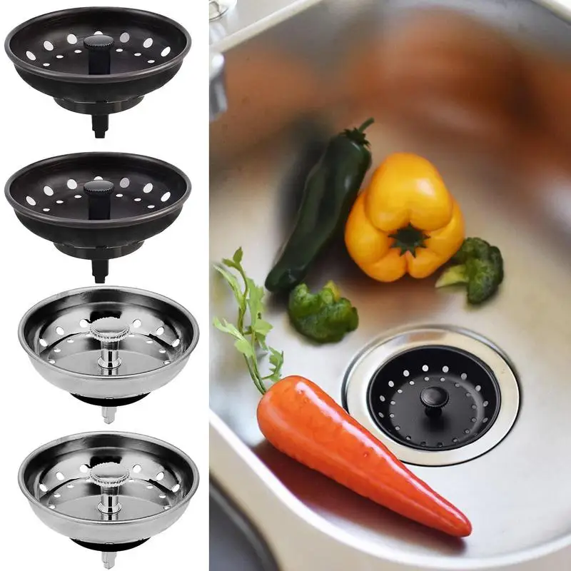 

Kitchen Sink Filter Rubber Stainless Steel Bathroom Sink Strainer Basket With 32 Holes Push-Pull Installation Sink Accessories