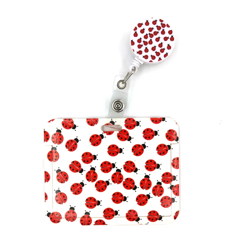 Ladybird Insect Credit Card Holder Lanyard Women Men Kid Student Retractable Badge Reel ID Name Bus Clips Card Badge Holder Gift images - 6