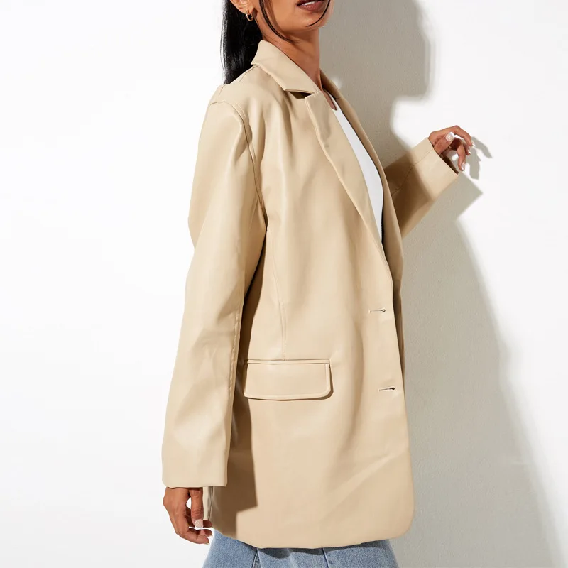 Women's Leather Clothing Autumn and Winter New Leather Jacket Warm Suit Jacket Urban Commuting Casual Daily Fashion Wear Spring