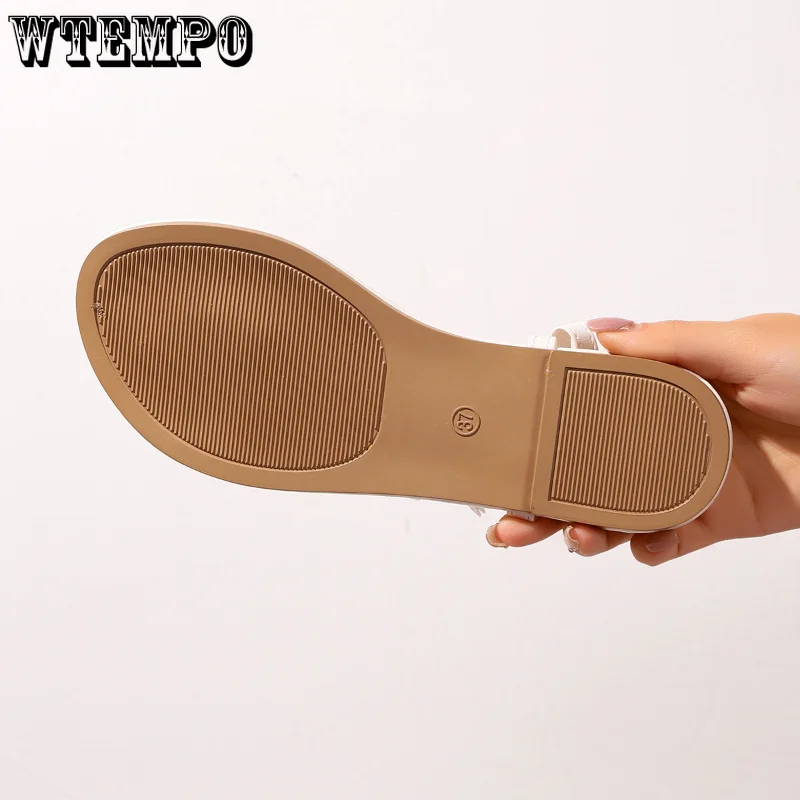 WTEMPO Plus Size Clip-toe Sandals Women's Summer Fashion Flowers Sandals Comfortable Flat Buckle Shoes Wholesale Dropshipping