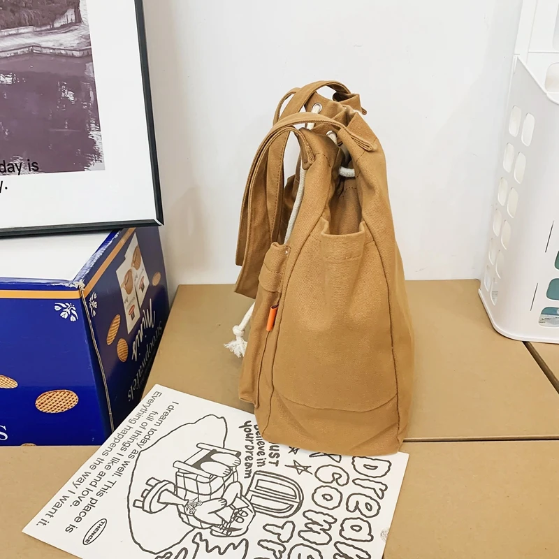 Canvas Shoulder Bags for Women 100% Cotton Big Packages Solid Large Capacity Leisure Or Travel Bags Soft Black Female Totes