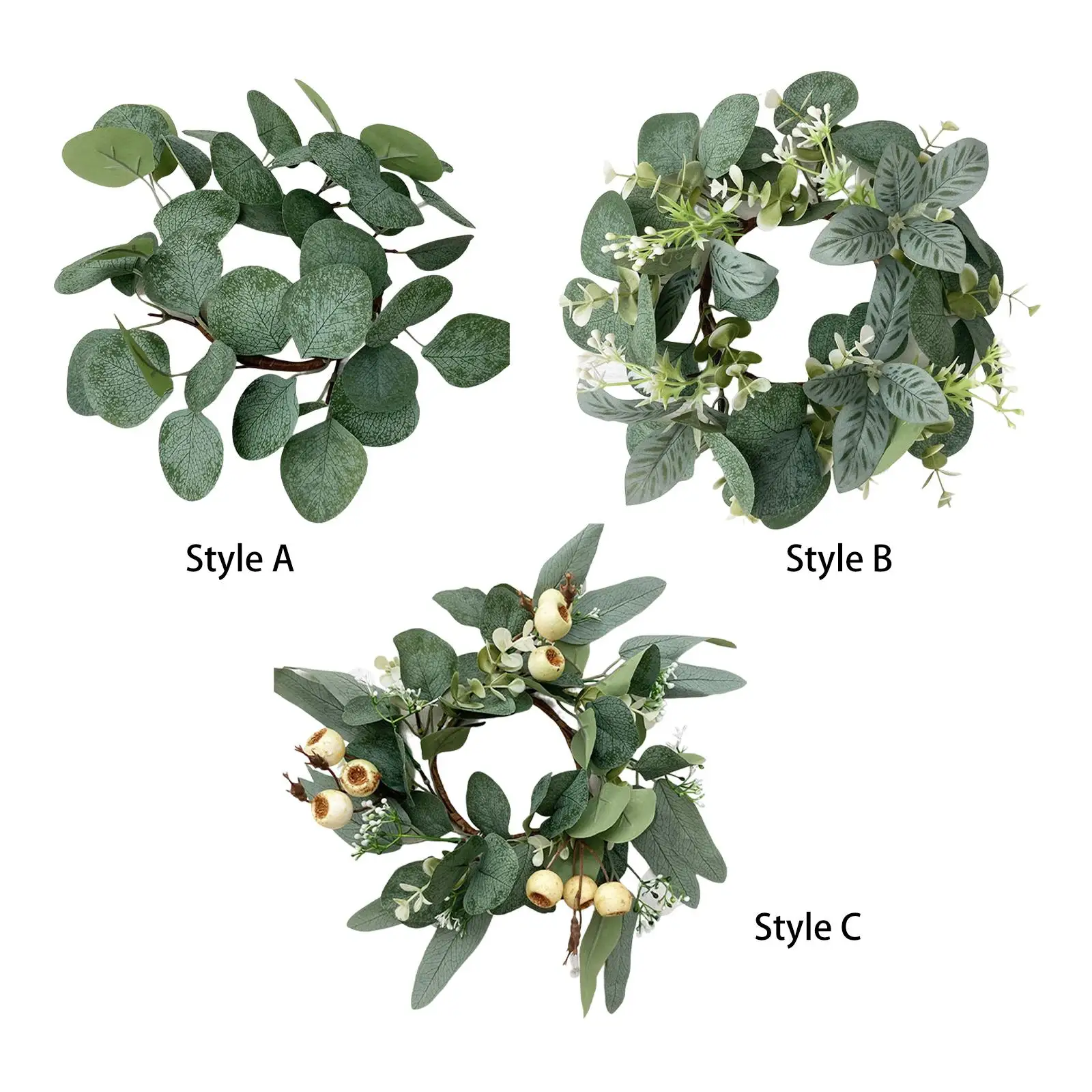 

Greenery Candles, Candle Wreath, Mini Wreaths, Artificial Eucalyptus Leaves Candles Wreaths for Party