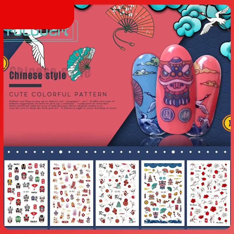 

Модные наклейки для ногтей в китайском стиле с традиционным элементом Пекинская опера китайские иероглифы танцевальные ногти