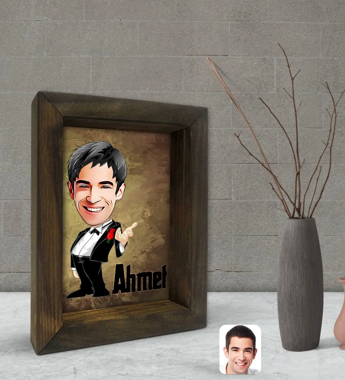 

Personalized Dad Godfather Is Caricature Of Decorative Natural Solid Wood frame 15x20cm-3