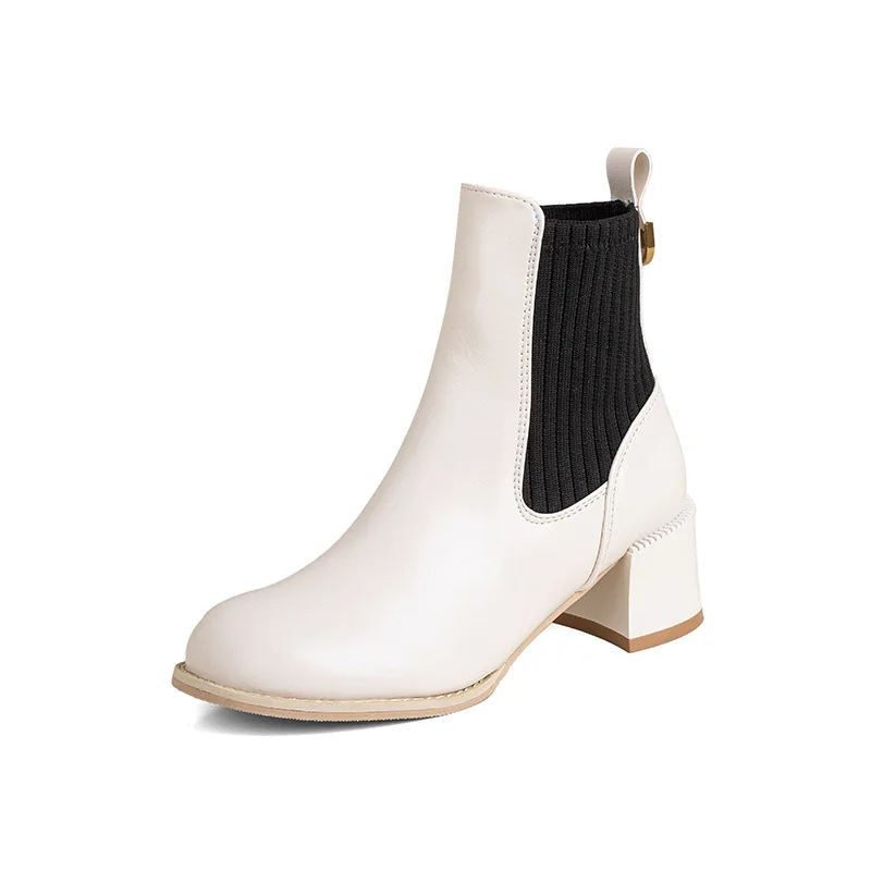 Новинка 2023 короткие ботинки на толстом каблуке в британском ретро-стиле женские