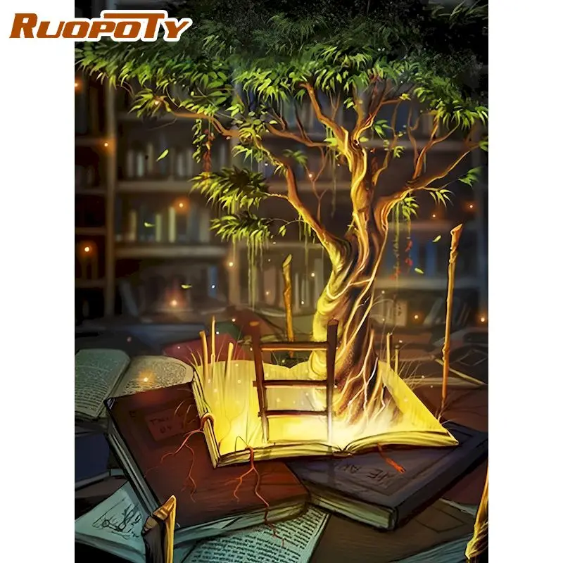 

RUOPOTY Diamond Painting Tree Diamond Embroidery Crystal Plant Diamond Painting Full Square Round Drill Home Decor Art Sale