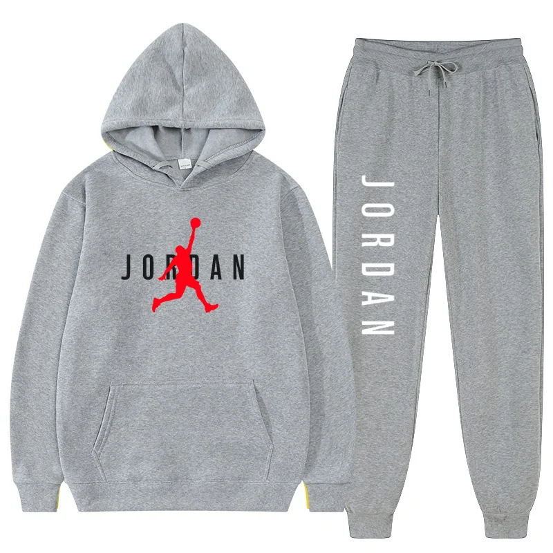 

Модный повседневный мужской спортивный костюм, Новинка осени, Мужская толстовка + спортивные брюки, повседневный костюм из двух частей с ка...