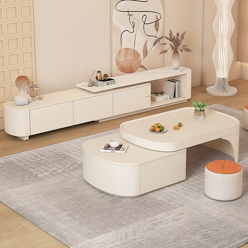

Retro Living Room Tv Cabinet Mobile Nordic Luxury Wood White Large Display Tv Table Floating Muebles Para El Hogar Furniture