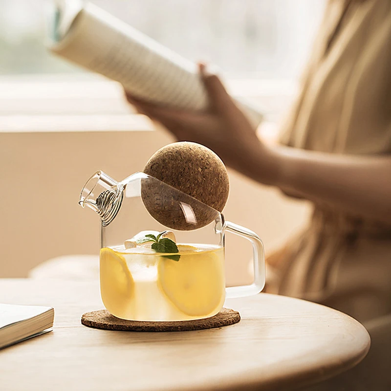 

Transparent Borosilicate Glass Teapot Heat-Resistant Teapot Fruit Juice Container Decanter Household Flower Water Lemon