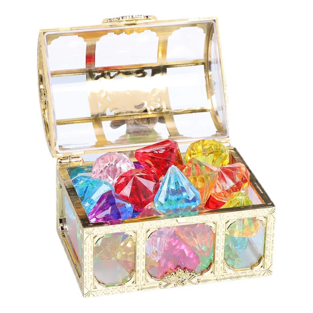 

Diving Treasure Toys Pool Kids Gemstones Box Pirate Acrylic Dive Underwater Toy Plastic Large Big Set Swimming Colorful Gold