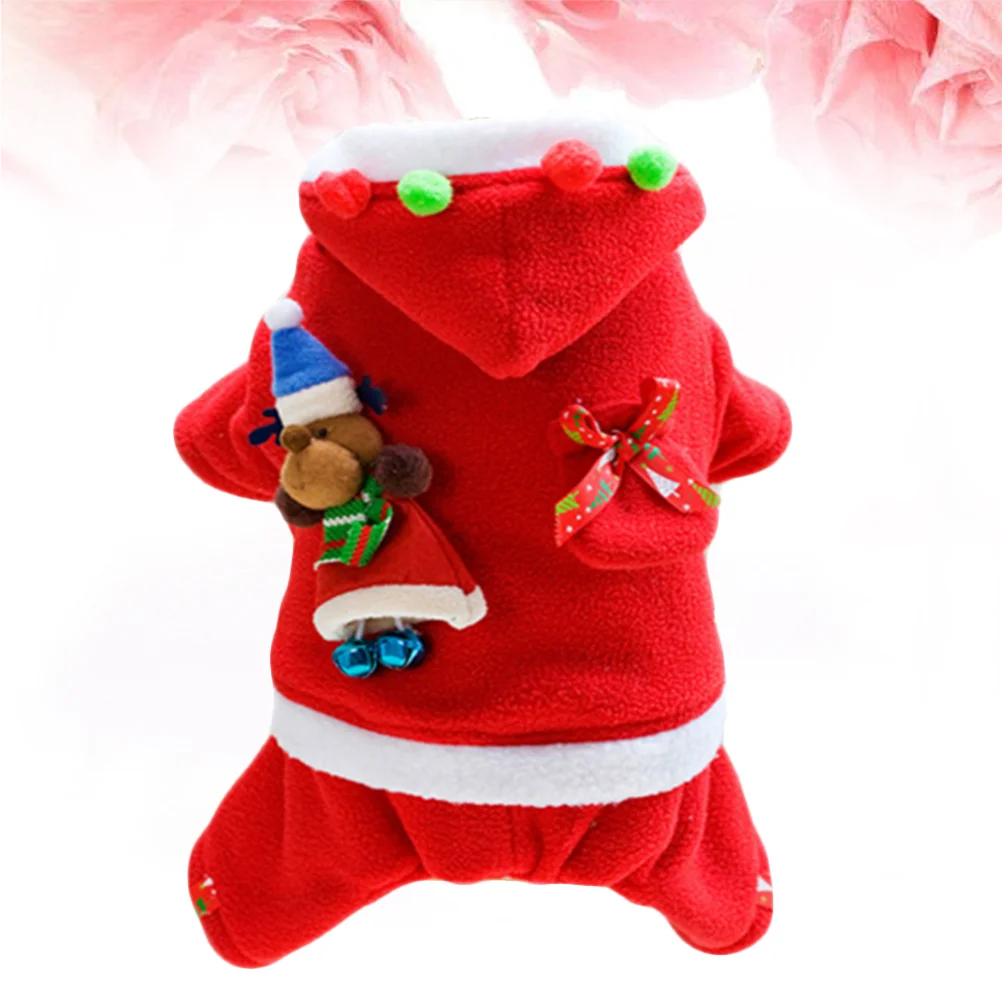 

Pet Christmas Four Legs Clothes Adorable Warm Costume Decorative Party Dog Outfits Pet Hooded Clothing for Winter Autumn
