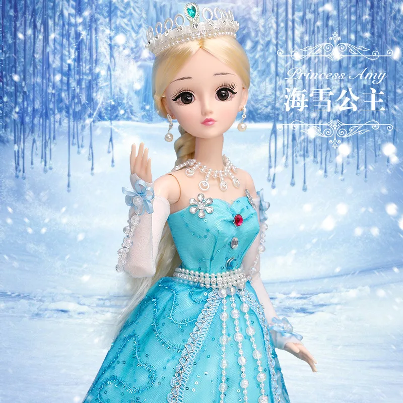 

New 60cm Large Fashion Girl Doll Toy Simul Moveable Jointed 3D Eyes Long Wig Hair Beautiful Princess Baby DIY Birthday Gift Toy