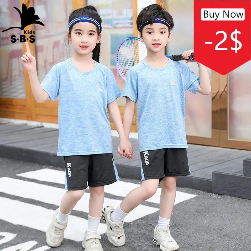 

Children's short sleeve suit T-shirt sports children's clothing for boys and girls in summer 2-piece set.