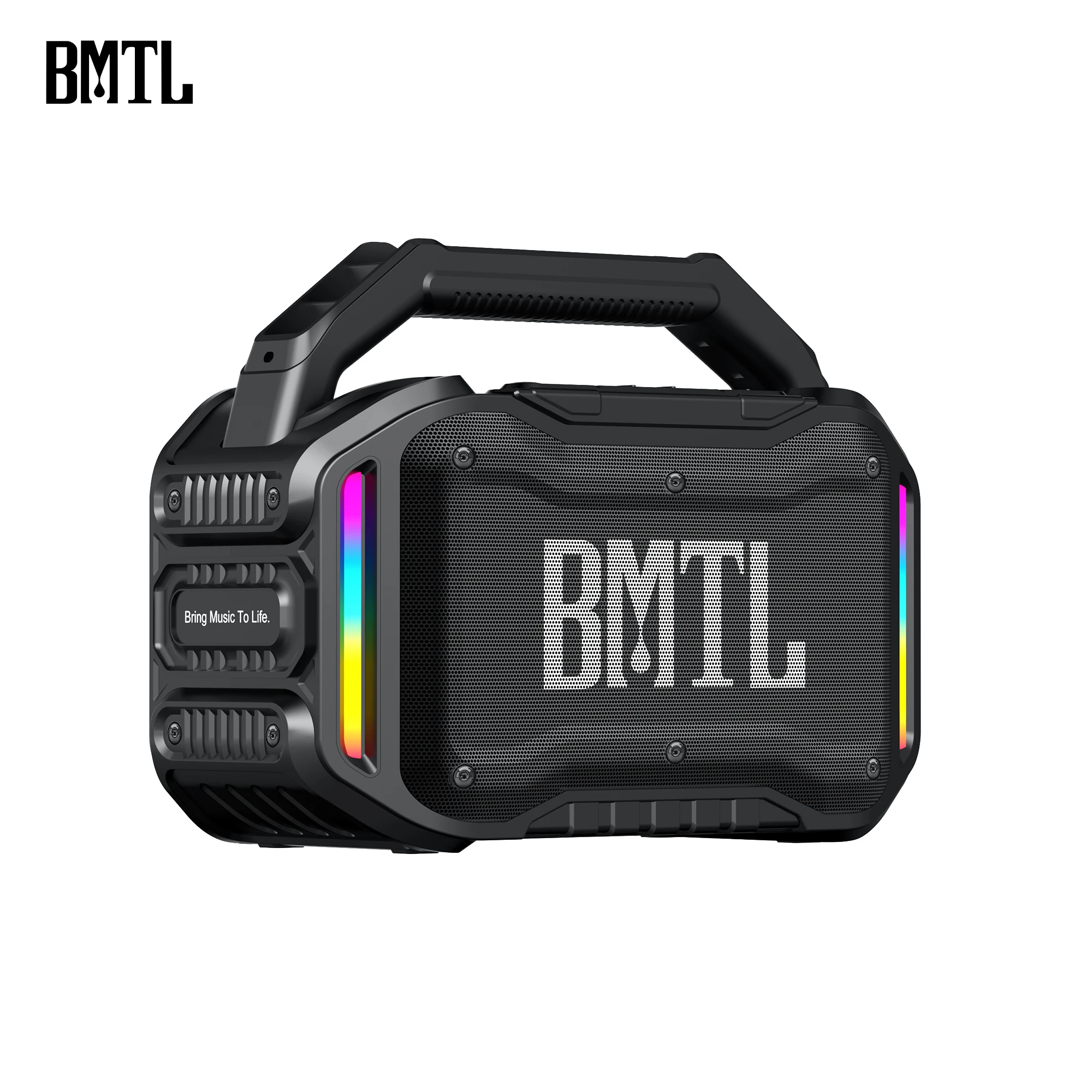 Фото Xdobo BMTL Мощная портативная беспроводная колонка 80 Вт с RGB LED-подсветкой, водонепроницаемость IPX6, для строительных площадок, спортзалов и использования с компьютером. №1