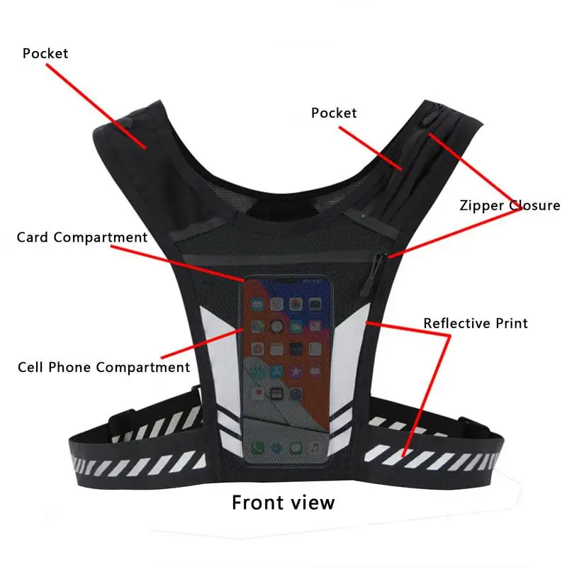 Reflective Running Vest Universal Lightweight Running Backpack Sport Mobile Phone Cards Bag For Jogging Fitness Male Female Vest