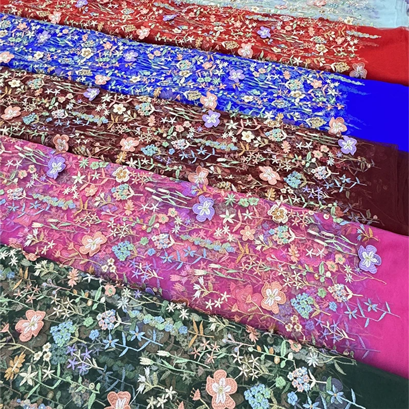 3D цветочная вышитая тюлевая ткань текстильная сетка кружевной цветок свадебные